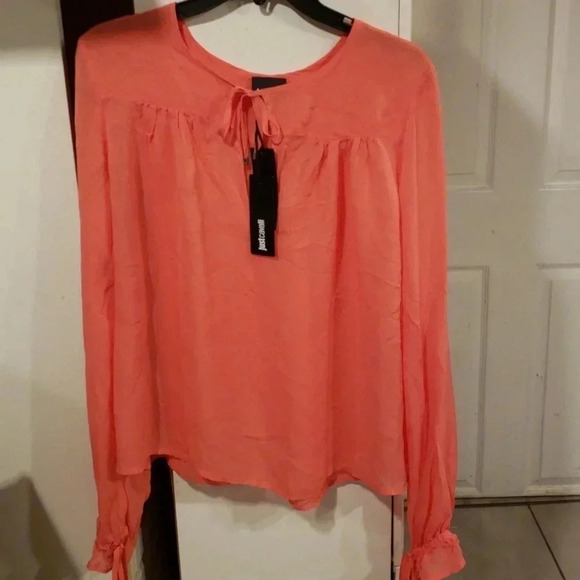 JUST CAVALLI LONG SLEEVE BLOUSE CORAL - Picture 2 of 4